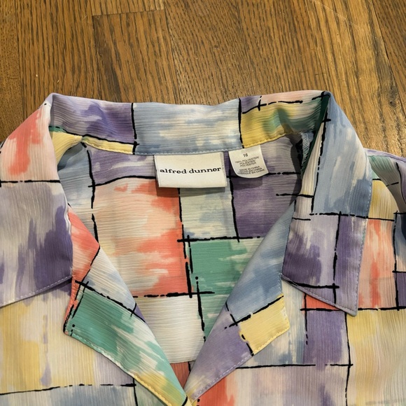 Alfred Dunner Pastel Color Block Button Up - Picture 2 of 4